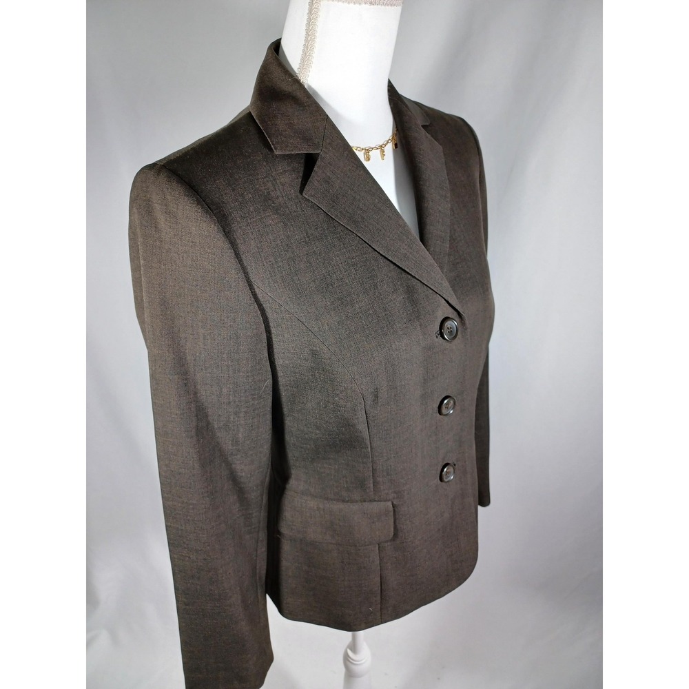 Nine West Pant Suit Set Womens 8 Brown 2 Piece Jacket Pants Work Career Office - Picture 4 of 9